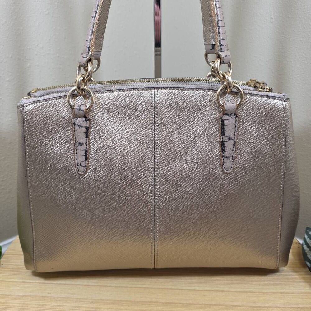 Coach Christie Carryall in Metallic Leather with Exotic Trim and Matching Wallet - Picture 5 of 15